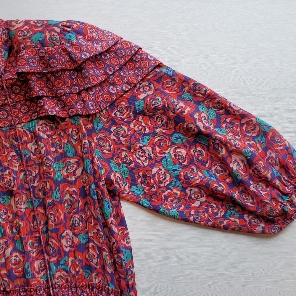 Diane Freis Vintage Red Rose Valentine's Day Midi Dress - Picture 4 of 6